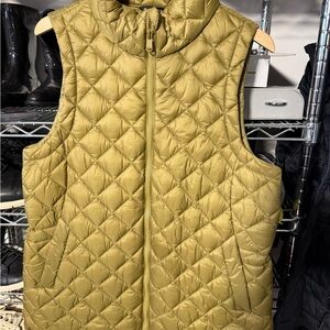 Athleta Green Quilted Vest with Stand-Up Collar